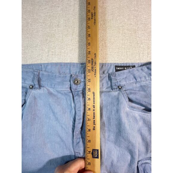 Smoke Rise Men’s 38 Blue Dusty Utility Cargo Denim Shorts Raw Hem Streetwear - Picture 7 of 10